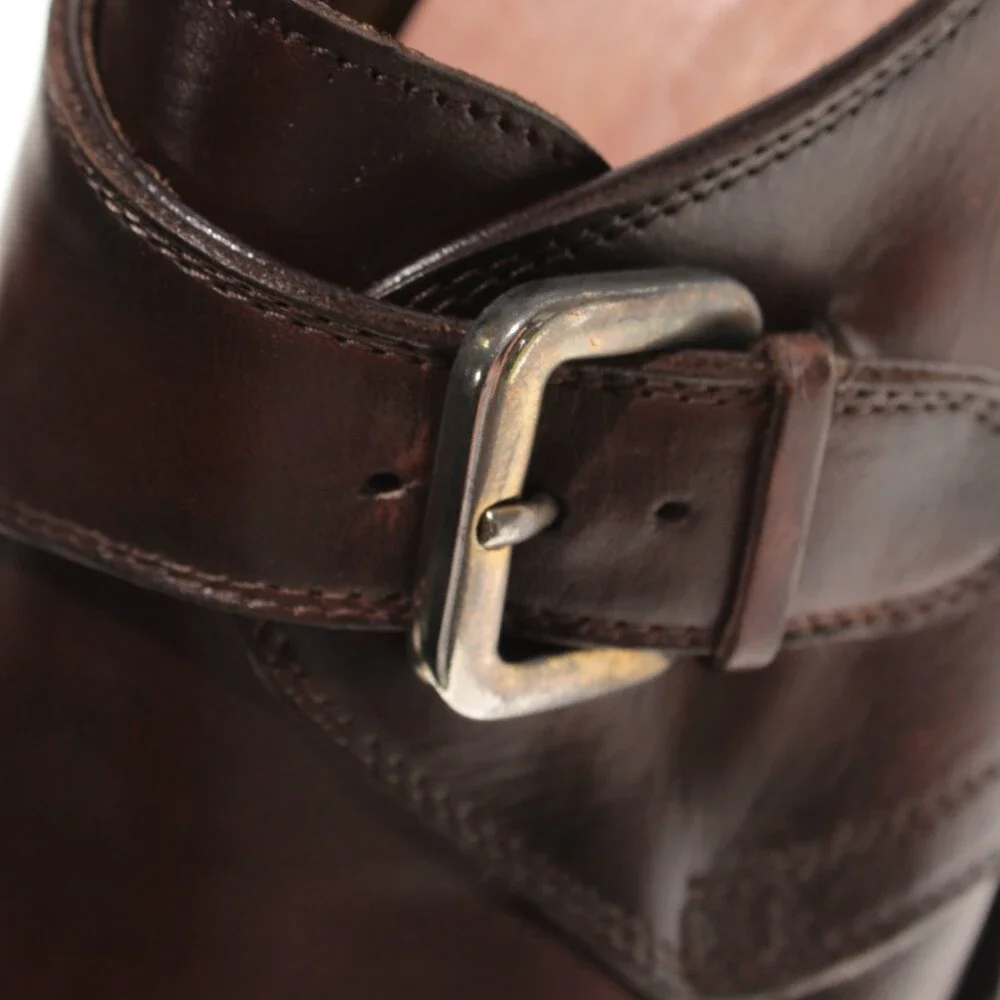 Pastori NWB Single Monk Strap Dress Shoes Size 9 US in Whiskey Brown Leather